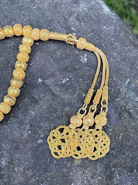 Geleneksel Trabzon Kazaziye Sanatı Aşk Düğümü Gümüş Tesbih - Üç Sallantılı