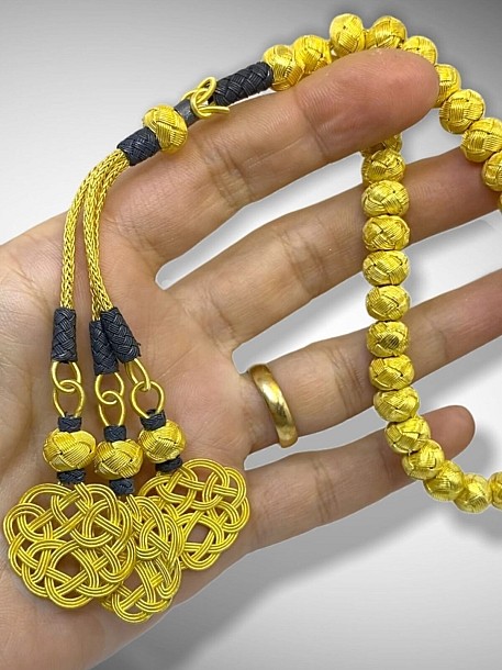 Geleneksel Trabzon Kazaziye Sanatı Aşk Düğümü Gümüş Tesbih - Üç Sallantılı