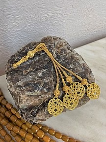 Aşk Düğümü Detaylı Altın Yaldızlı Gümüş Tesbih Püskülü