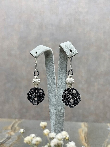 Aşk Düğümü Kazaziye Örme Gümüş Küpe