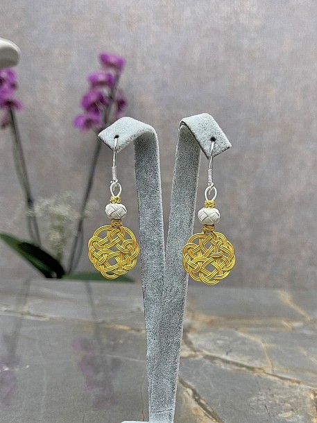 Aşk Düğümü Trabzon Kazaziye El Yapımı Sallantılı Gümüş Küpe, Altın Gümüş