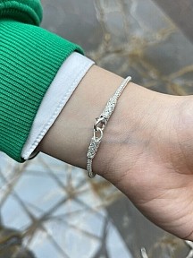 Aşk Düğümü Siyah Beyaz Detaylı Gümüş Bileklik