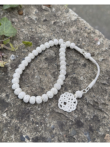 Aşk Düğümü Tek Püsküllü Gümüş Kazaziye Tesbih - Özel hediyelik parça