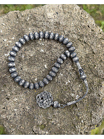 Aşk Düğümü Tek Püsküllü Gümüş Kazaziye Tesbih - Özel hediyelik parça