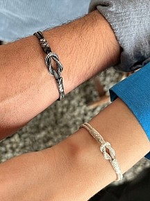 Biri Size Biri Sevdiğinize Gümüş Kazaziye Gemici Düğümü Bileklik