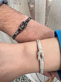 Biri Size Biri Sevdiğinize Gümüş Kazaziye Gemici Düğümü Bileklik
