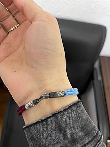 Bordo Mavi Gemici Düğümü Trabzon Spor Renkleri Oksitli Gümüş Kazaziye Taraftar Bilekliği Bılts01