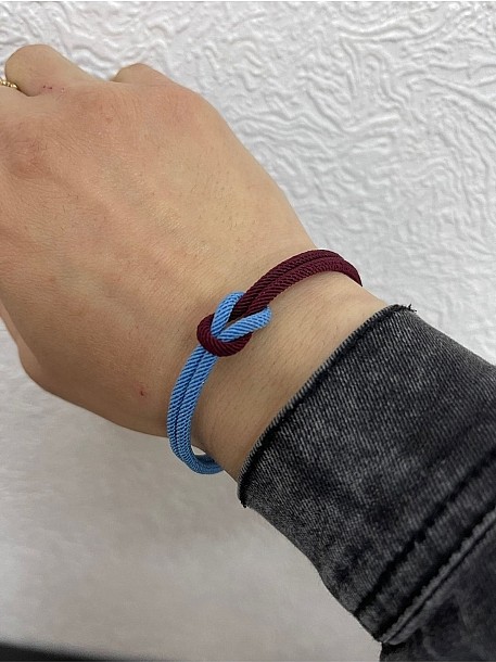 Bordo Mavi Gemici Düğümü Trabzon Spor Renkleri Oksitli Gümüş Kazaziye Taraftar Bilekliği Bılts01