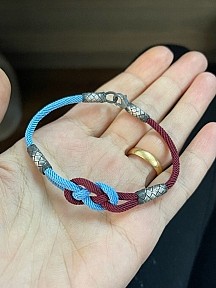 Bordo Mavi Sonsuzluk Gümüş Kazaziye Trabzon Spor Taraftar Bilekliği