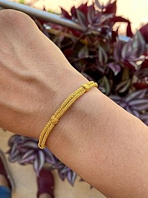 Çift Zincir Gümüş Kazaziye Gold Bileklik