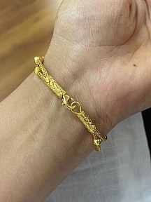 Dore Dorika Boncuklu Gümüş Kazaziye Iki Zincirli Altın Rengi Bileklik