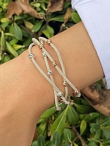 Dorika Boncuk Detaylı Gümüş Kazaziye Bileklik