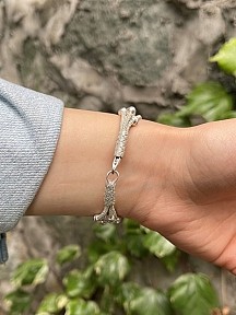 Dorika Boncuklu Gümüş Kazaziye Dört Zincirli Bileklik
