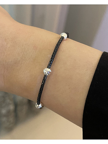 Dorika Boncuklu Kazaziye Gümüş Bileklik, Tek Zincir El Dokuması Gümüş, Geleneksel El Örgüsü Takı