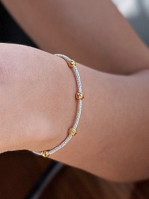 Dorika Boncuklu Kazaziye Gümüş Bileklik, Tek Zincir El Dokuması Gümüş, Geleneksel El Örgüsü Takı