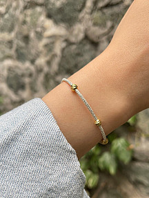 Dorika Boncuklu Kazaziye Gümüş Bileklik, Tek Zincir El Dokuması Gümüş, Geleneksel El Örgüsü Takı