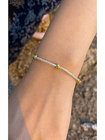 Dorika Boncuklu Kazaziye Gümüş Bileklik, Tek Zincir El Dokuması Gümüş, Geleneksel El Örgüsü Takı