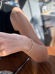 Dorika Boncuklu Kazaziye Gümüş Bileklik, Tek Zincir El Dokuması Gümüş, Geleneksel El Örgüsü Takı