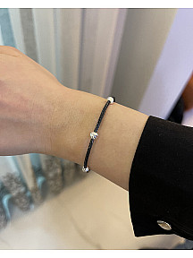 Dorika Boncuklu Kazaziye Gümüş Bileklik, Tek Zincir El Dokuması Gümüş, Geleneksel El Örgüsü Takı