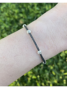 Dorika Boncuklu Kazaziye Gümüş Bileklik, Tek Zincir El Dokuması Gümüş, Geleneksel El Örgüsü Takı