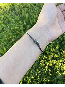 Dorika Boncuklu Kazaziye Gümüş Bileklik, Tek Zincir El Dokuması Gümüş, Geleneksel El Örgüsü Takı