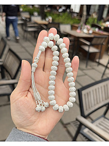 El Örmesi Gümüş Kazaziye Trabzon İşi Büyük Boy Tesbih 10x11 mm Habbe Ölçüsü