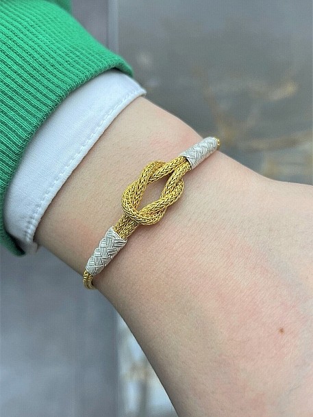 Gemici Düğümü Gümüş Gold Kazaziye Bileklik