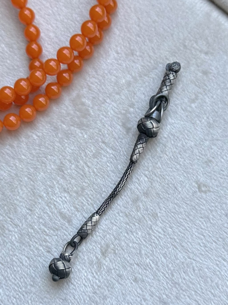 Gümüş Kazaziye Klasik Model Tek Sallantılı Tesbih Püskülü - Oksitli