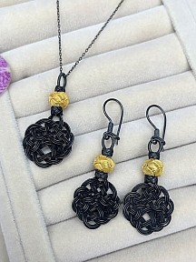 Kazzaze Gümüş Kazaziye Aşk Düğümü Kolye Küpe Set - Set010 Hediyelik Özel Koleksiyon