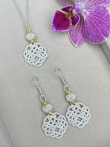 Gümüş Kazaziye Aşk Düğümü Kolye Küpe Set - Set010 Hediyelik Özel Koleksiyon