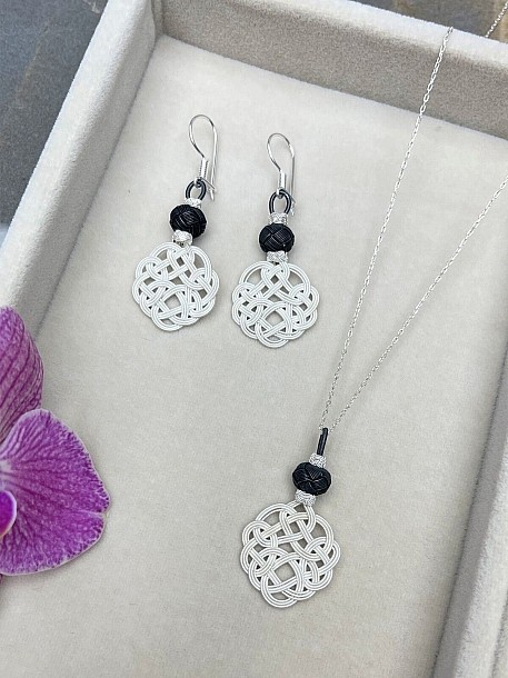 Gümüş Kazaziye Aşk Düğümü Kolye Küpe Set - Set010 Hediyelik Özel Koleksiyon