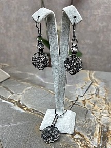 Gümüş Kazaziye Aşk Düğümü Kolye Küpe Set - Set011
