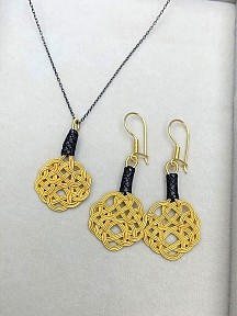 Gümüş Kazaziye Aşk Düğümü Kolye Küpe Set - Set03