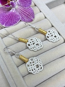 Gümüş Kazaziye Aşk Düğümü Kolye Küpe Set - Set03