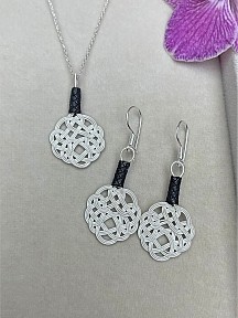 Gümüş Kazaziye Aşk Düğümü Kolye Küpe Set - Set03