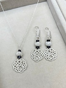 Gümüş Kazaziye Aşk Düğümü Kolye Küpe Set - Set04 Iki Sıralı