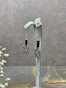 Gümüş Kazaziye Aşk Düğümü Siyah Beyaz Kolye Küpe Set - Set07 Iki Sıralı