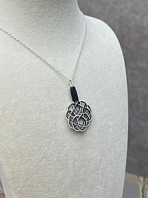 Gümüş Kazaziye Aşk Düğümü Siyah Beyaz Kolye Küpe Set - Set07 Iki Sıralı