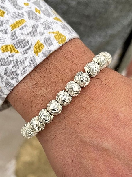 Gümüş Kazaziye Boncuklu Bileklik