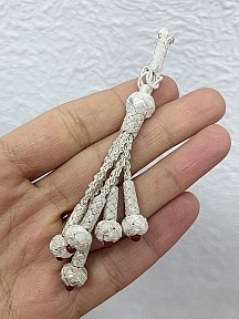 Gümüş Kazaziye Burgu Zincirli Bordo Detaylı Beş Sallantılı Tesbih Püskülü
