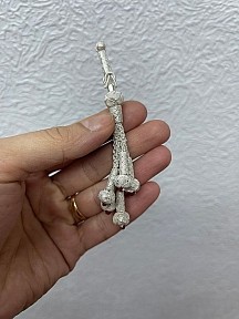 Gümüş Kazaziye Burgu Zincirli Bordo Detaylı Beş Sallantılı Tesbih Püskülü