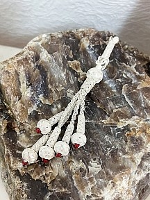 Gümüş Kazaziye Burgu Zincirli Bordo Detaylı Beş Sallantılı Tesbih Püskülü