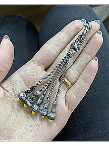 Gümüş Kazaziye Burgu Zincirli Büyük Tespihlere Uygun Beşli Gümüş Tesbih Püskülü