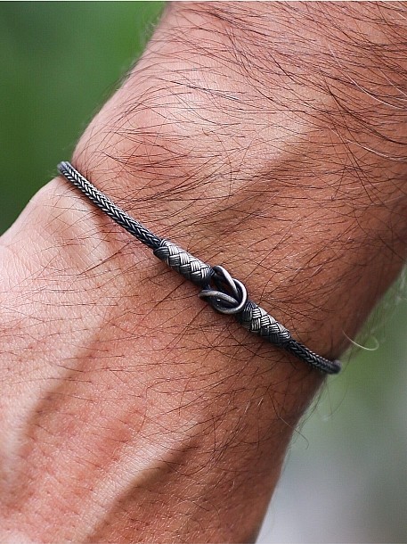 Gümüş Kazaziye Çift Ajur Detaylı Oksitli Gümüş Bileklik BIL017