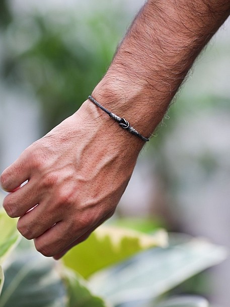 Gümüş Kazaziye Çift Ajur Detaylı Oksitli Gümüş Bileklik BIL017