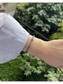 Gümüş Kazaziye Dorika Boncuklu Oksitli Gümüş Bileklik Unisex