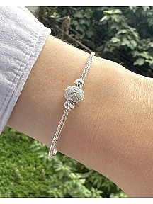 Gümüş Kazaziye Dorika ve Örme Top Detaylı Özel Tasarım Bileklik BIL085