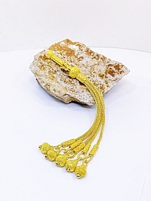Gümüş Kazaziye El Örgüsü Beş Sallantılı Altın Rengi Yaldız Kaplama Tesbih Püskülü
