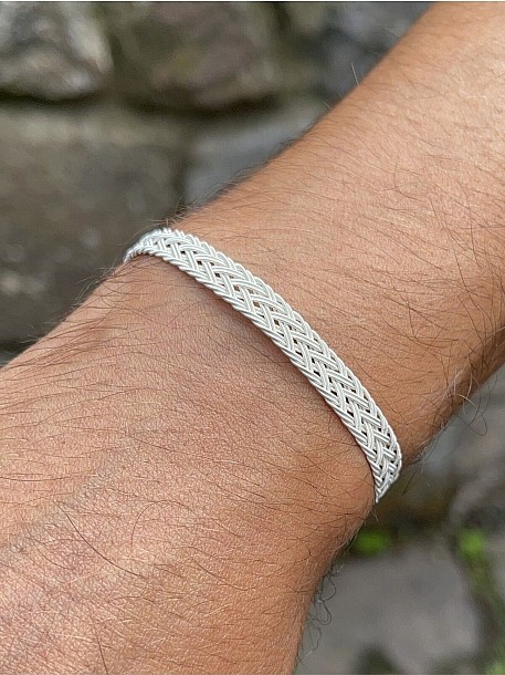 Gümüş Kazaziye El Örgüsü Bileklik - Bileğe göre özel üretim BIL2016