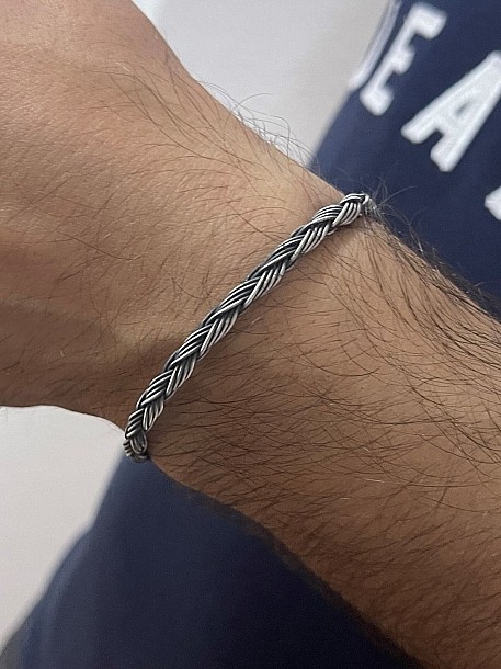 Gümüş Kazaziye El Örgüsü Bileklik Bıl2010